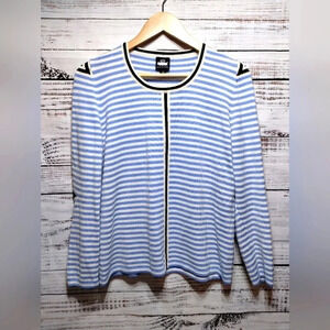 Slater Zorn Crew Sweater Racer‎ Stripe Blue size Large Merino Wool